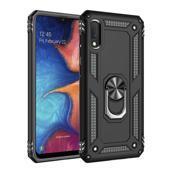 Wholesale Samsung Galaxy A10e Tech Armor Ring Grip Case with Metal Plate (Black)